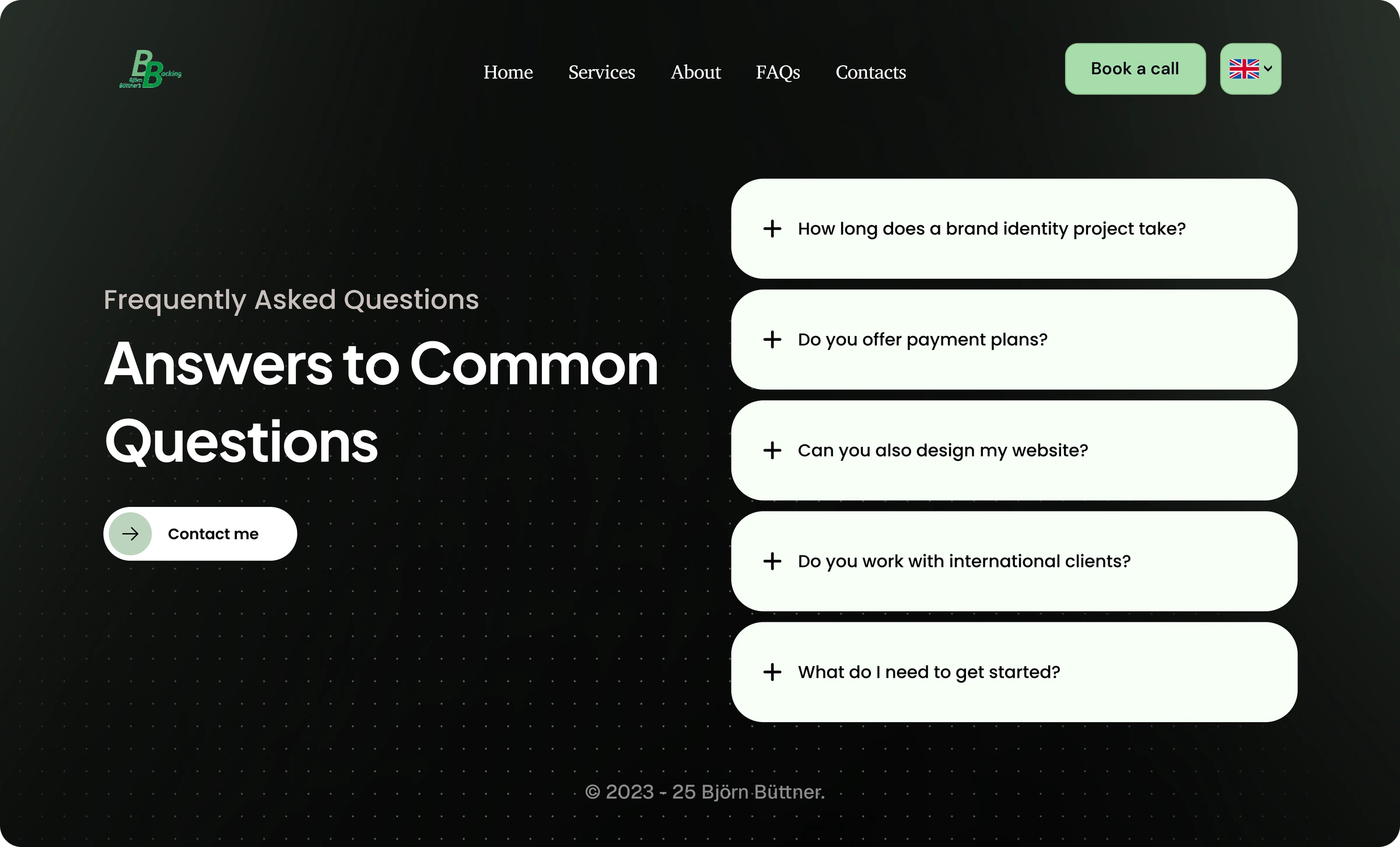 BB's Backing dark mode FAQ page